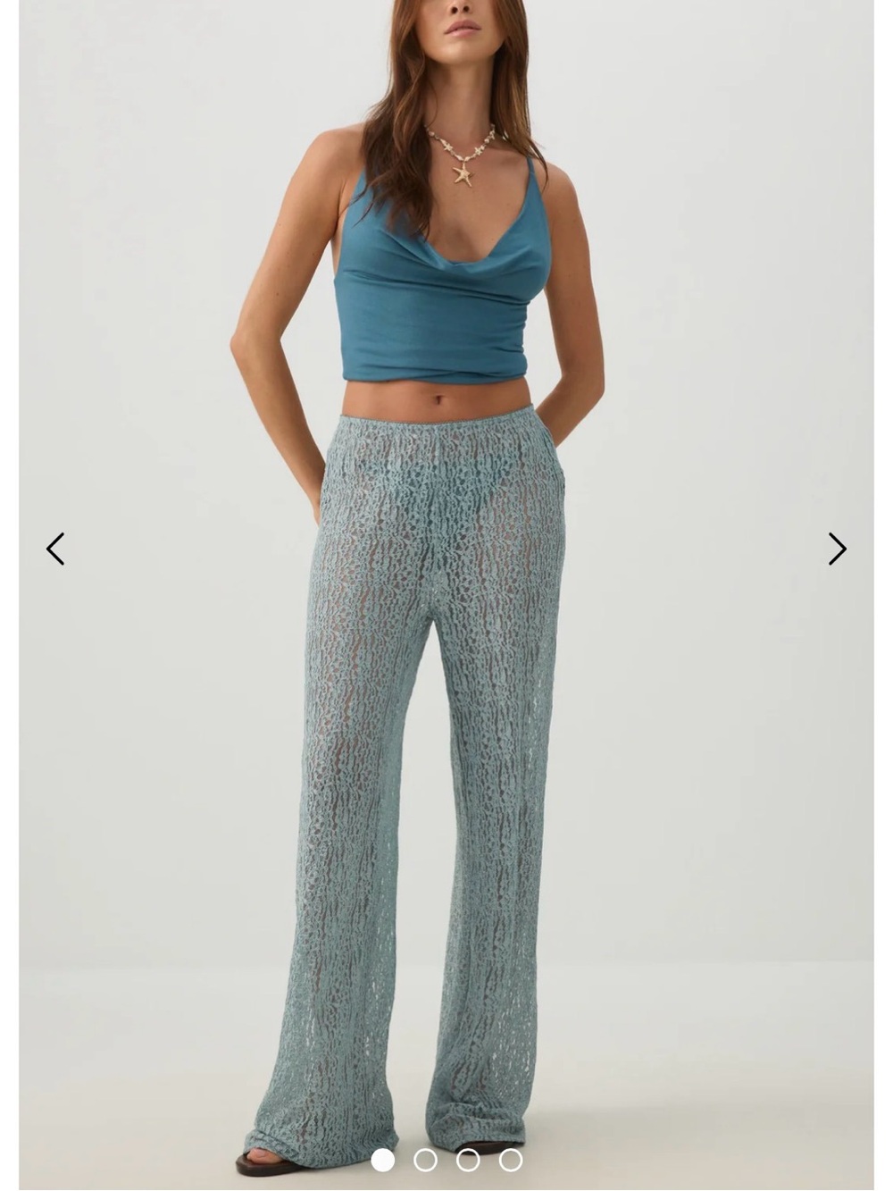 Ardene Light Blue Lace Wide-Leg Pants